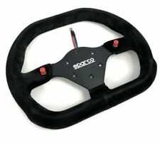 Sparco P310 Steering Wheel 310mm Black Suede Flat Dish with Thumb Horn Buttons picture