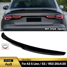V Style Rear Trunk Wing Spoiler For Audi A3 S3 RS3 Sedan 2014-2020 Gloss Black picture