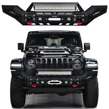 Vijay For 2007-2024 Wrangler JK/JL Steel Front Bumper with Lights and D-Rings picture