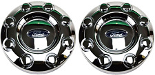 2005-2018 FORD F350 F-350 DUALLY FRONT 2WD CHROME WHEEL CENTER HUB CAPS PAIR NEW picture