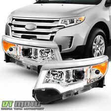 Chrome 2011-2014 Ford Edge Chrome Halogen LED DRL Projector Headlights Headlamps picture