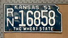 1951 Kansas license plate RN-16858 YOM DMV Reno PATINA + clearcoat 14834 picture
