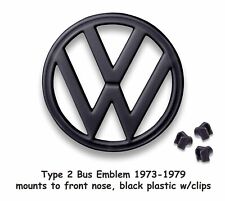 VW TYPE 2 BUS 1973-1979 BAYWINDOW BLACK NOSE EMBLEM WITH CLIPS MICROBUS picture