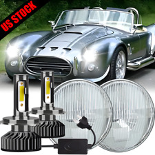 For AC Shelby Cobra 1962-1973 Pair 7 inch Round LED Headlights DRL High/Low Beam picture