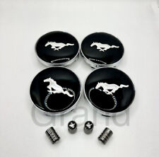 Mustang Wheel Rim Center Cap &Tire Valve Air Caps Set Horse Black For Ford 60mm picture