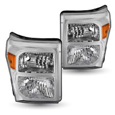 For 11-16 Ford F250 F350 F450 F550 Super Duty Pickup Chrome Headlights Pair picture