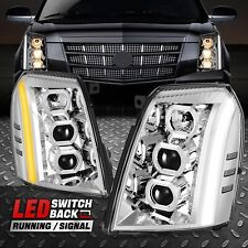 [Switchback LED DRL]For 07-14 Escalade ESV EXT Projector Headlights Chrome/Clear picture