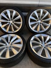 22” Tesla Model X Silver Grey Gray Turbine Wheels Rims Tires TPMS OEM picture