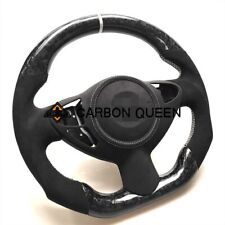 FORGED CARBON FIBER Steering Wheel FOR NISSAN 370Z Z34 BLACK LEATHER /WHITE LINE picture