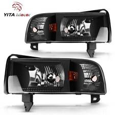 Replacement Headlights for 1994-2001 Dodge Ram 1500 2500 3500 Pickup Black Lamp picture