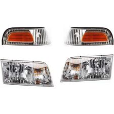 Headlights Headlamps and Corner Parking Lights For 1998-2011 Ford Crown Victoria picture