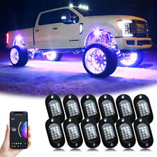 12x RGB LED Pods Rock Light Kit Underbody Glow Neon Lamp Bluetooth Music Control picture