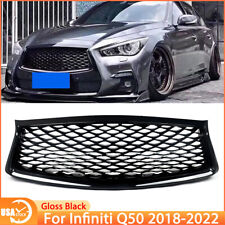For Infiniti Q50 2018-2022 Glossy Black Front Bumper Upper Mesh Grille Grill picture