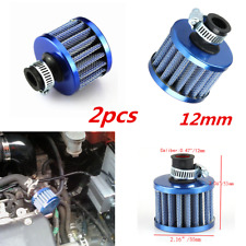 Universal 12mm 2pcs Blue Air Intake Crankcase Vent Valve Cover Breather Filter picture
