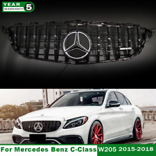 Black GTR Grille W/LED Emblem For Mercedes Benz W205 C300 C350 C43 AMG 2015-2018 picture