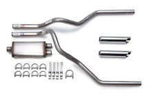 1996-1999 GMC Sierra Dual Exhaust Kit Flow II Stainless Muffler Chrome Tips picture