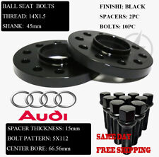 FIT AUDI/PORSCHE STAGGERED KIT 15mm&20mm HUB CENTRIC SPACER 5X112 CB66.56MM+BOLT picture