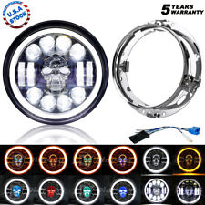 RGB Halo 7inch LED Headlight + Ring Fit For Yamaha Motorcycle V-Star Road Star picture