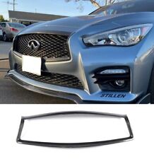 FOR 2018-2022 INFINITI Q50 REAL CARBON FIBER FRONT GRILL TRIM COVER OVERLAY picture