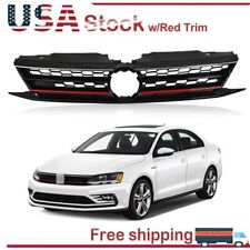 Black Grill W/Red Trim Fit 2015 2016 2017 VW Volkswagen Jetta Front Upper Grille picture