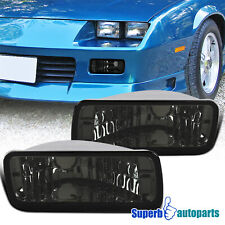 Fits 1985-1992 Camaro Smoke Front Bumper Lights Turn Signal Lamps Left+Right picture