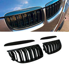 For BMW E90 E91 325i 328i Front Kidney Grille 2005-2008 Gloss Black Dual Slat picture