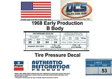 1968 Coronet Charger Satellite Tire Pressure Decal 7.75 x 14 7.75 x 15 2948053 picture