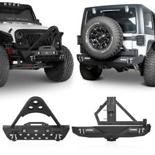 Stubby Width Front Rear Bumper w/Tire Carrier+Stinger For Jeep Wrangler JK 07-18 picture