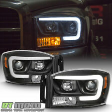 Black 2006-2008 Dodge Ram 1500 2500 3500 LED Tube Projector Headlights Headlamps picture