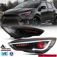 For 2015 2016 2017 2018 Ford Focus Black LED DRL Sequential Projector Headlights picture