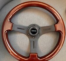 NRG Steering Wheel (330mm) Brown Wood w/Black Matte Spoke - Fits 240Z picture