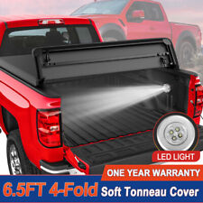 6.5FT 4-FOLD Soft Bed Tonneau Cover For 2007-13 Chevy Silverado/GMC Sierra 1500 picture
