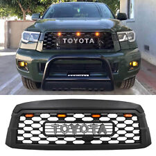 For 2008-2021 Toyota Sequoia TRD REP Front Grille Black With LED Lights Letters picture