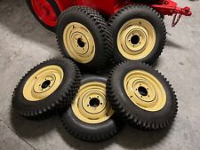 Willys CJ2A CJ3A Jeep Set of 5 Matching Original Wheels w/ New Tubes & Tires picture