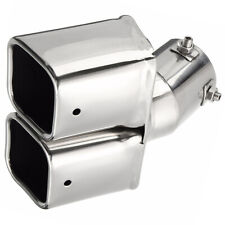 Dual Exhaust Pipes Tips Tail Muffler Stainless Steel Bent Square Car Accessories picture