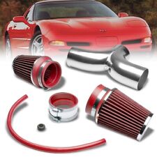 Dual Shortram Air Intake Pipe+ Red Filter for Chevy 97-04 Corvette C5 LS1/LS6 picture