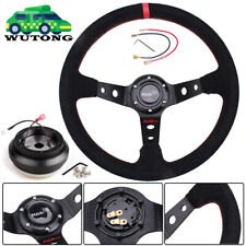 345mm Suede Steering Wheel + Hub Adapter For Honda Civic 92-95 EG Integra 94-01 picture