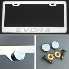Evora Laser Engraved Polish Stainless Steel License Plate Frame Chrome Screw Cap picture