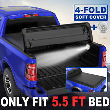 5.5 Feet Bed 4 FOLD Truck Tonneau Cover For 2015-2023 Ford F150 w/ LED Lamp picture