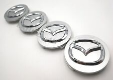 Set of 4 56mm Silver with chrome Wheel Center Caps For Mazda 3 5 6 CX Miata RX8 picture