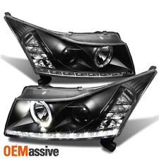 Fits Black 2011-2016 Chevy Cruze DRL Daylight LED Strip Projector Headlights picture