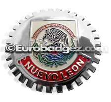 1- NEW Chrome Front Grill Badge Mexican Flag Spanish MEXICO MEDALLION NUEVO LEON picture