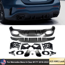 For Benz W177 A200 A250 Sport Rear Diffuser Lip W/Exhaust Tips A35 AMG Look picture