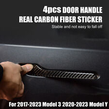 4PCS Carbon Fiber Door Handle Decor Trim Overlay Cover For Tesla Model 3 Model Y picture