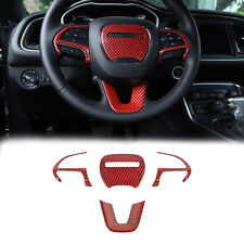 Steering Wheel Cover Trim for Dodge Challenger Charger Durango 15+ Red Carbon a picture
