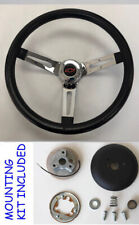 Chevelle Nova Impala Black Chrome Spoke Steering Wheel Black/Red Bowtie 13 1/2