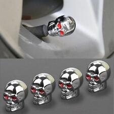 4x Silver Skull Tire Wheel Universal Valve Stem Caps Covers Car/Motorcycle/Bike picture