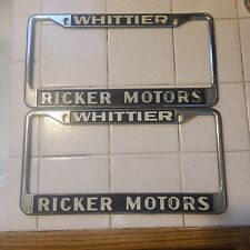 Rare Ricker Motors Whittier AMC Rambler Scrambler Dealer License Plate Frames  picture