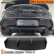 For Porsche Taycan 9J1 Turbo S Dry Carbon Fiber Rear Bumper Diffuser Lip Covers  picture