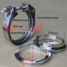 3.5inch Quick Release V-band Clamp & T304SS Flange Kit Muffler Exhaust Downpipe picture